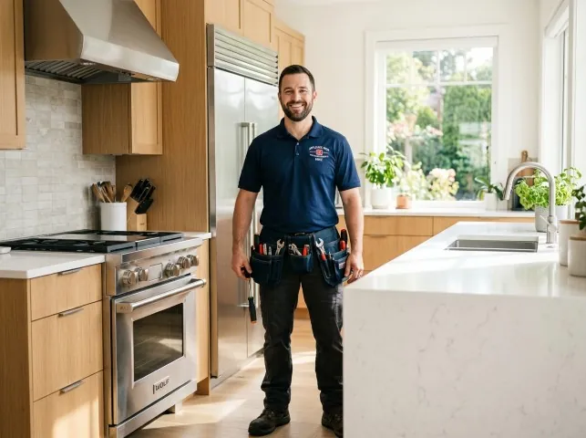 Appliance Repair Hero technician in a Amissville, VA kitchen after an appliance repair